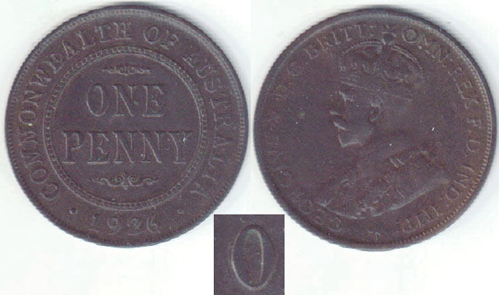 1926 Australia Penny (cud error) A001576